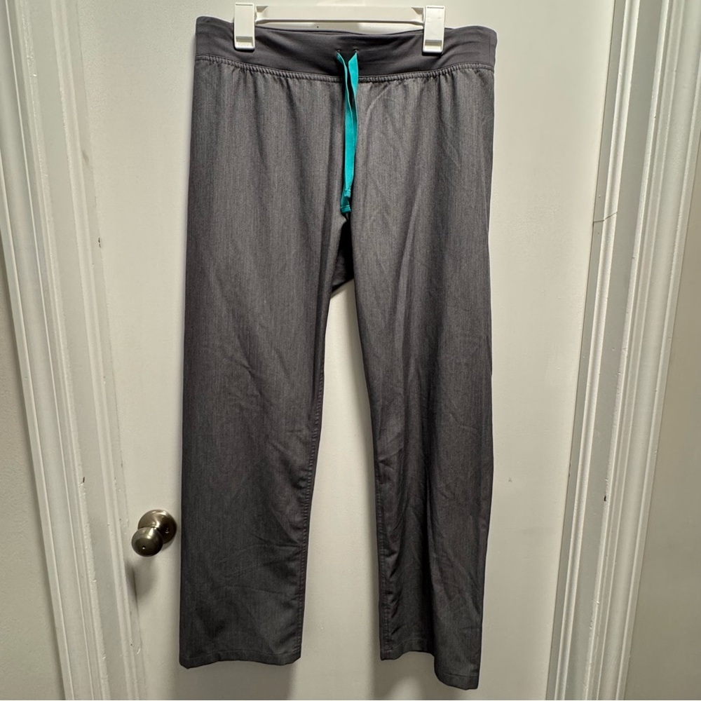 Figs Womens High Waisted Livingston Scrub Pants Grey Graphite Size L Drawstring